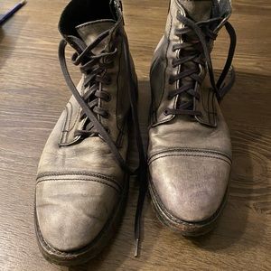 Well worn Thursday boots - beautiful leather made in small batches